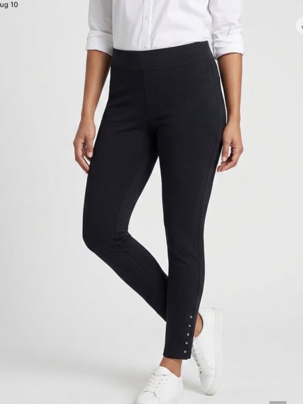 Chico’s Black Ponte Leggings Ankle Rivet Stud Detail Size 12 Elevated Edge
